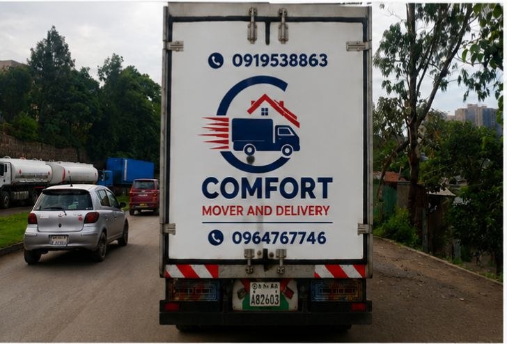 Sealed Comfort truck on the road in Addis Ababa